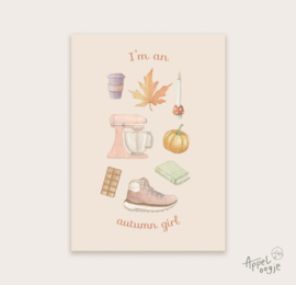 Appeloogje ansichtkaart - Autumn Girl