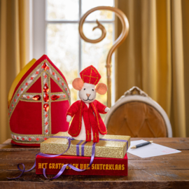 Vilten decoratie muis "Sintermuis" - Sint