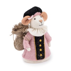 Vilten decoratie muis "Pietermuis" - lichtroze