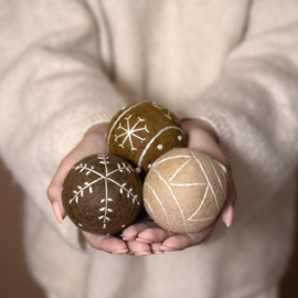 Vilten kerstballen Large - Gingerbread - per 3