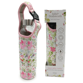 Glazen fles met sleeve - Julie Dodsworth - pink 500 ml