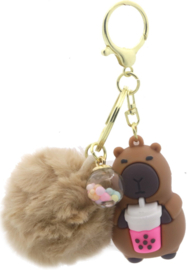 Sleutelhanger - Capibara - bubble tea