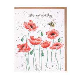 Wrendale greeting card "With Sympathy" - bij