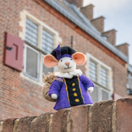 Vilten decoratie muis "Pietermuis" - paars