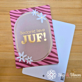 A6 Ansichtkaart "Bedankt lieve JUF!" - stripes
