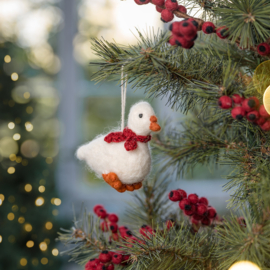 Vilten hanger gans met sjaal - rood