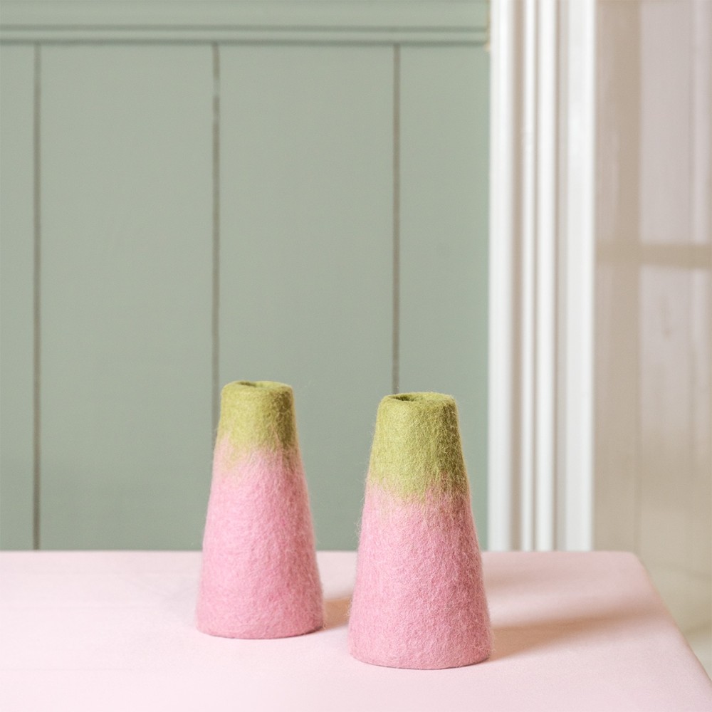 Vilten vaas - Roze/groen - small