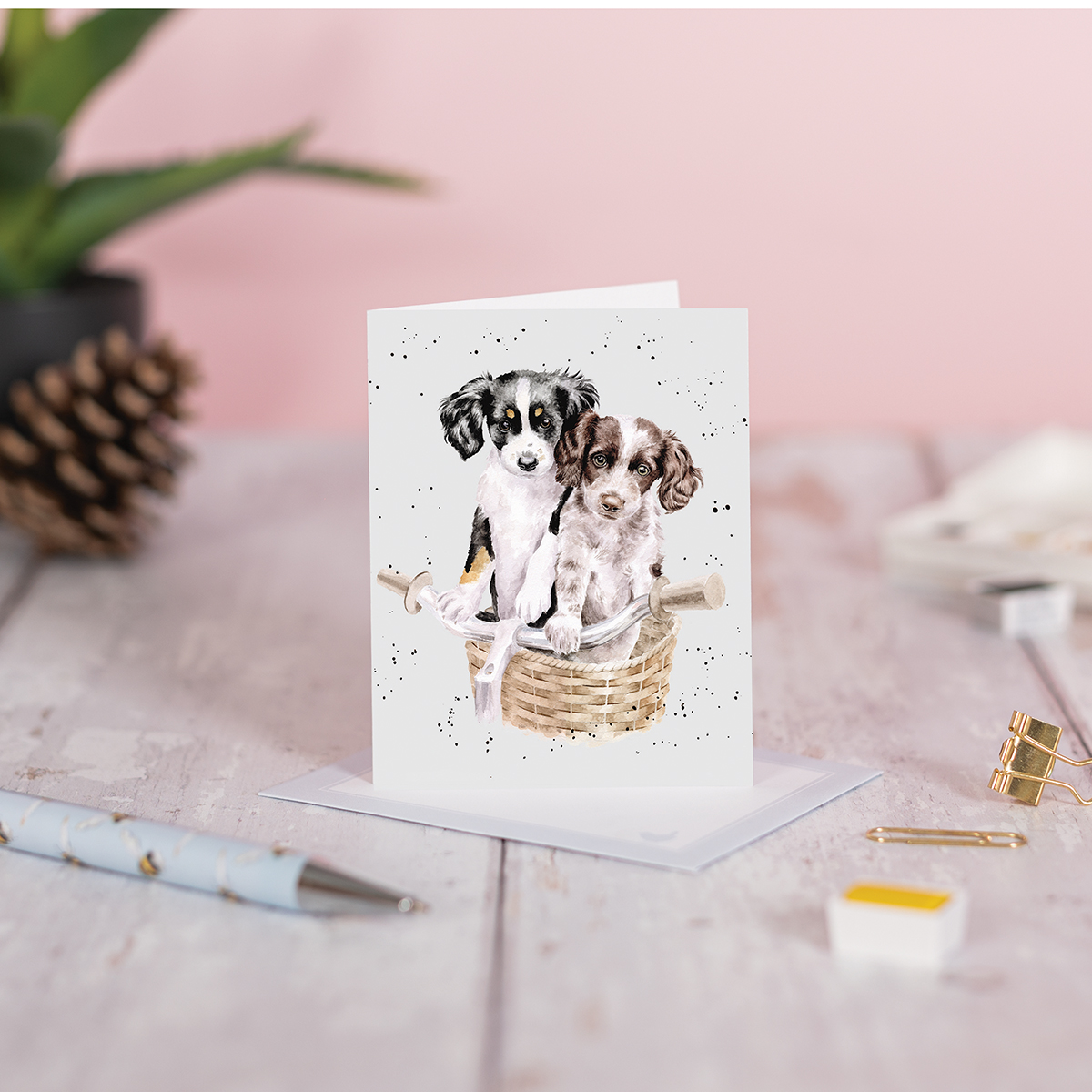 Wrendale mini card "Pedals and Paws" - hond