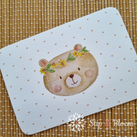 Mijksje ansichtkaart - beer met bloemenkrans