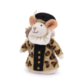 Vilten decoratie muis "Panterpiet" - Pietermuis