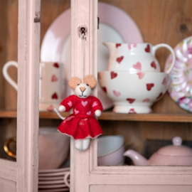 Vilten hanger muis - Sweetheart rood