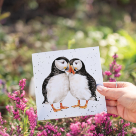 Wrendale greeting card - "On The Rocks" - puffin