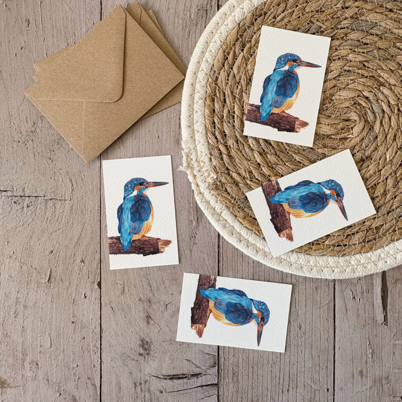 Fencil Art Studio - mini kaartje met envelop - ijsvogel