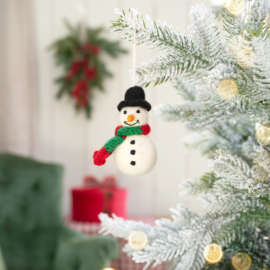 Vilten hanger - Sneeuwpop rood/groen