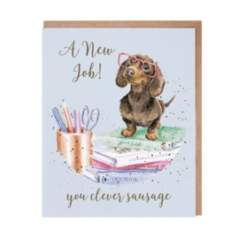 Wrendale greeting card "A New Job!" - teckel