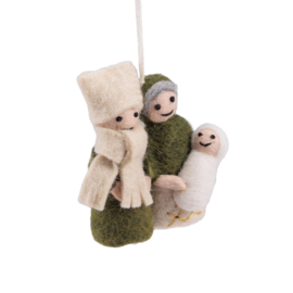 Vilten hanger Jozef & Maria - Mistletoe groen/crème