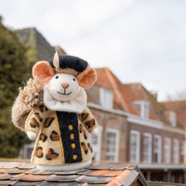 Vilten decoratie muis "Panterpiet" - Pietermuis