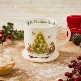 Wrendale Royal Worcester mug & coaster "Oh Christmas Tree"