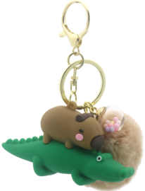 Sleutelhanger - Capibara - krokodil