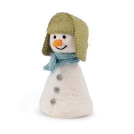 Vilten decoratie - Sneeuwpop ijsblauw