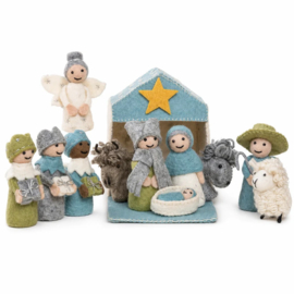 Vilten kerststal - ijsblauw/wit - Winter Wonderland