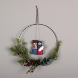 Vilten kerst hanger - Jozef & Maria - kleur