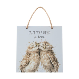 Wrendale Wooden Plaque "Owl you need is love'" - uil