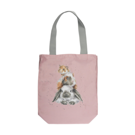 Wrendale canvas tote bag "Piggy in the Middle" - konijn cavia hamster