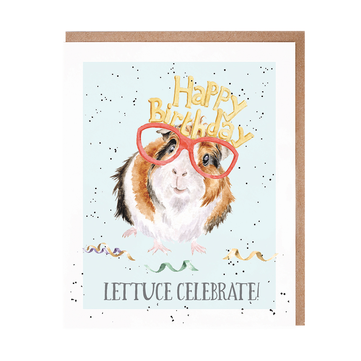 Wrendale greeting card "Lettuce Celebrate!" - cavia