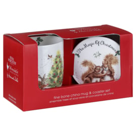 Wrendale Royal Worcester mug & coaster "Oh Christmas Tree"