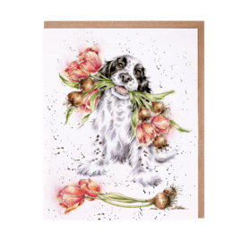 Wrendale greeting card - "Blooming with Love" - hond