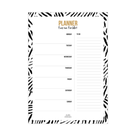 A4 Noteblock - Weekly Planner - Leaves Black & White