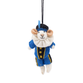 Vilten decoratie hanger "Pietermuis" - blauw