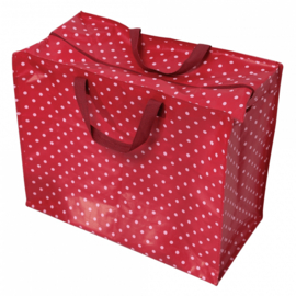 Jumbo bag / opberger - rood met witte stippen