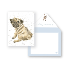 Wrendale mini card "Pug Love" - mopshond