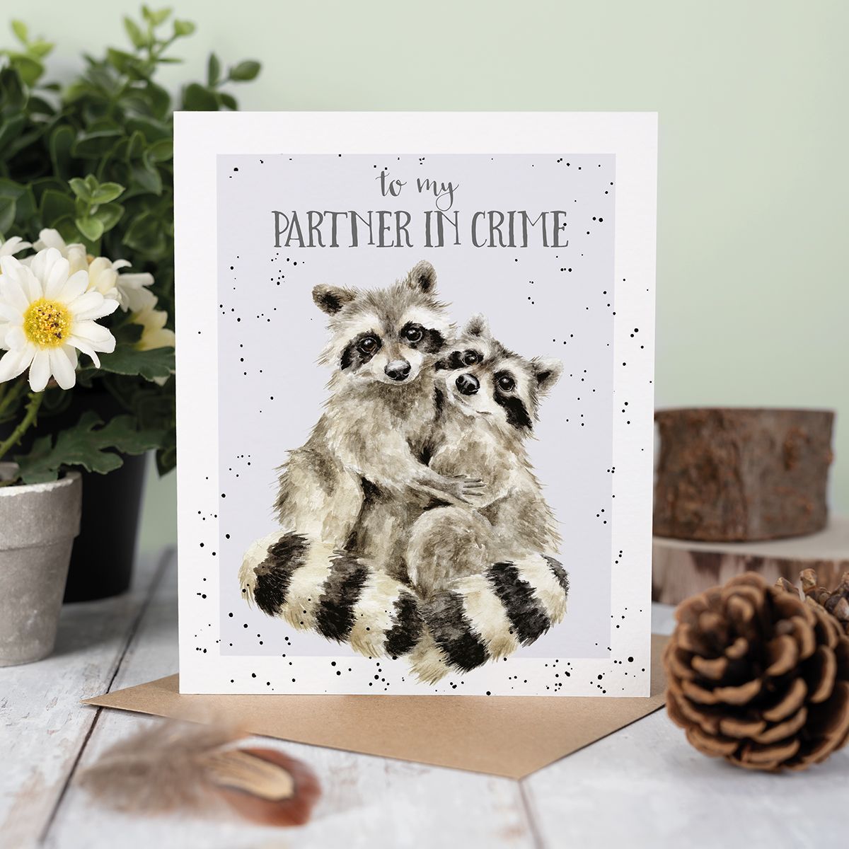 Wrendale greeting card "To my Partner in Crime"- wasbeer