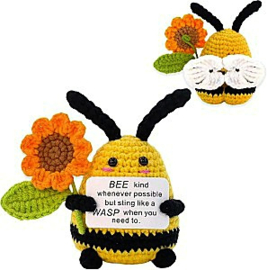 XL Geluksknuffeltje Positive Bee - hommel met bloem