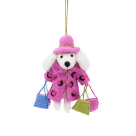 Vilten hanger - Shopaholic Poedel - roze