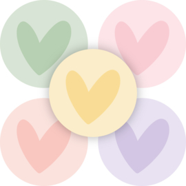 Sticker - pastel hearts - per 10 assorti