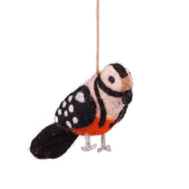 Vilten hanger - bonte specht