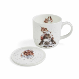 Wrendale Royal Worcester mug & coaster "Piggy in the Middle"