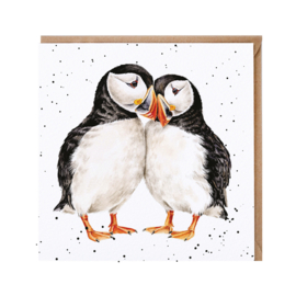 Wrendale greeting card - "On The Rocks" - puffin