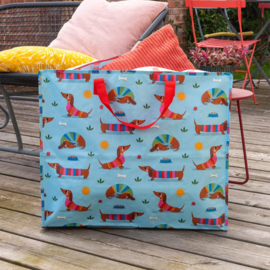 Jumbo bag - Sausage Dog - teckel blauw