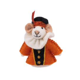 Vilten vingerpopje "Pietermuis" - oranje