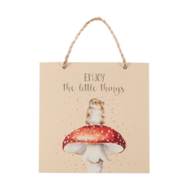 Wrendale Wooden Plaque "Enjoy the Little Things" - muis