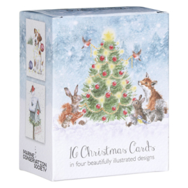 Wrendale Boxed Mini Charity Christmas Cards  "Christmas Party" - set van 16