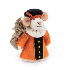 Vilten decoratie muis "Pietermuis" - oranje