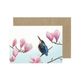 Lonneke Grimbergen ansichtkaart - IJsvogel in Magnolia