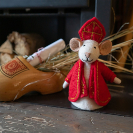 Vilten decoratie muis "Sint" - Sintermuis