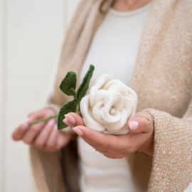 Vilten bloem - Roos wit